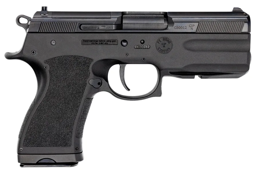 FK Brno US TMTPSDC PSD  Compact Frame 7.5 FK 14+1 4.30" Black Nitride Tilting Steel Barrel, Dark Gray Nitride Steel Optic Cut/Serrated Slide, Black Polymer Frame w/Accessory Rail, Textured Grip