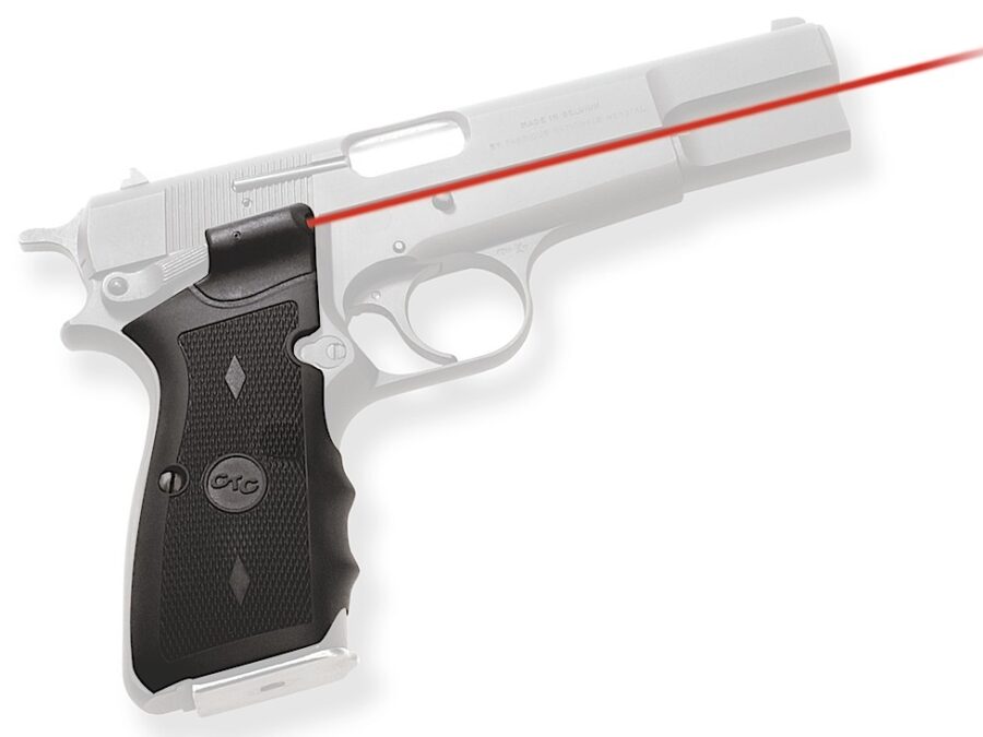 Crimson Trace 011170 Lasergrips  Fits Browning Hi-Power, Red Laser 633nM Wavelength 5mW Output, Black Polymer