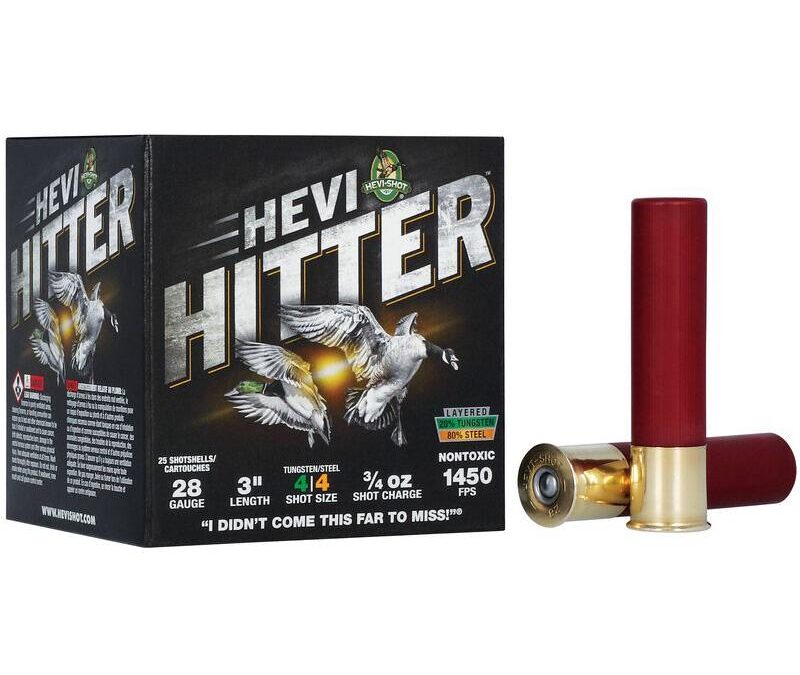 HEVI-Shot HEVI-Hitter Tungsten/Steel Shotshells 28ga 3" 3/4oz 1450 fps #4 25/ct
