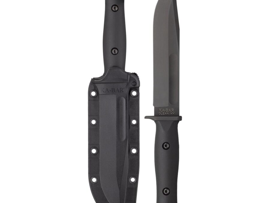 KA-BAR Slabby Fixed Blade Knife 6.86? 1095 Cro-Van Nylon Handle Black