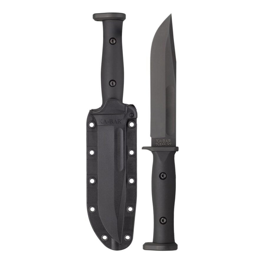 KA-BAR Slabby Fixed Blade Knife 6.86? 1095 Cro-Van Nylon Handle Black