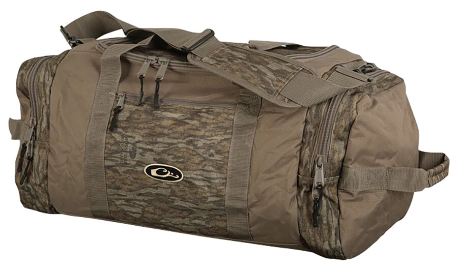 Drake Waterfowl DB36510063 Duffle Bag  Large Mossy Oak Bottomland Polyester, 3 Exterior Pockets, Adj. Shoulder Strap
