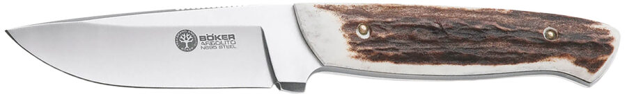 Boker 02BA319H Stag Hunter  3.50" Drop Point Plain N695 Blade 4" Rugged Stag Handle