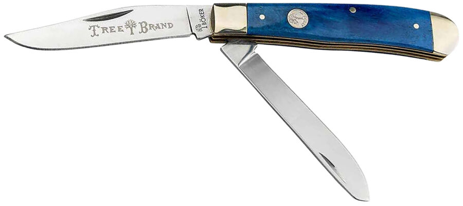 Boker 110828 Trapper 2.0 Clip Point/Spey Plain D2 Steel Blade Blue Jigged Bone Handle