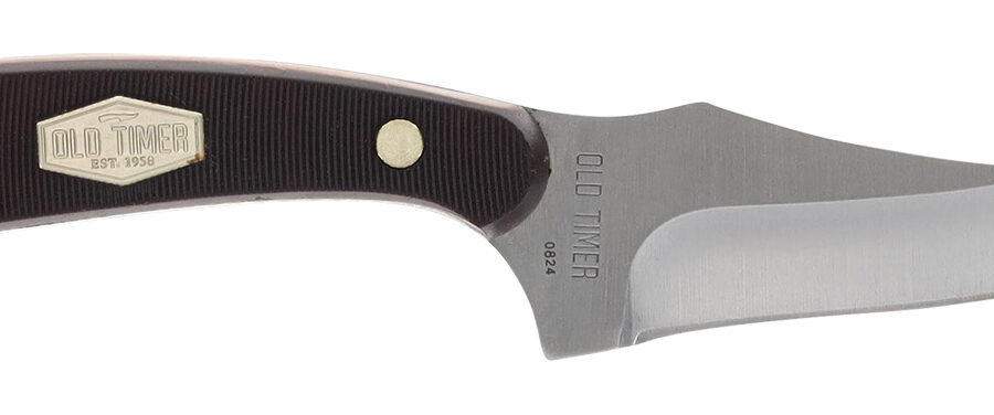 Old Timer 1227067 Sharpfinger  1.60"/3.25" Folding/Fixed Plain Satin Stainless Steel Blade 2.20"/3.75" Brown w/Brass Sawcut Handle