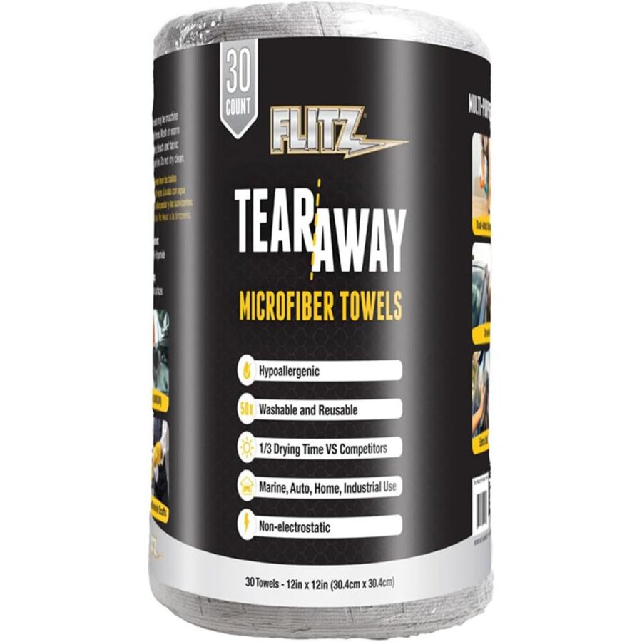 Flitz Tear-Away Microfiber Cloth Rolls 12"x12" 30/ct