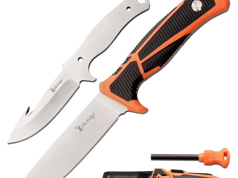 Master Cutlery Elk Ridge Trek Interchangeable Blade Set 4 1/2" Blades Orange and Black