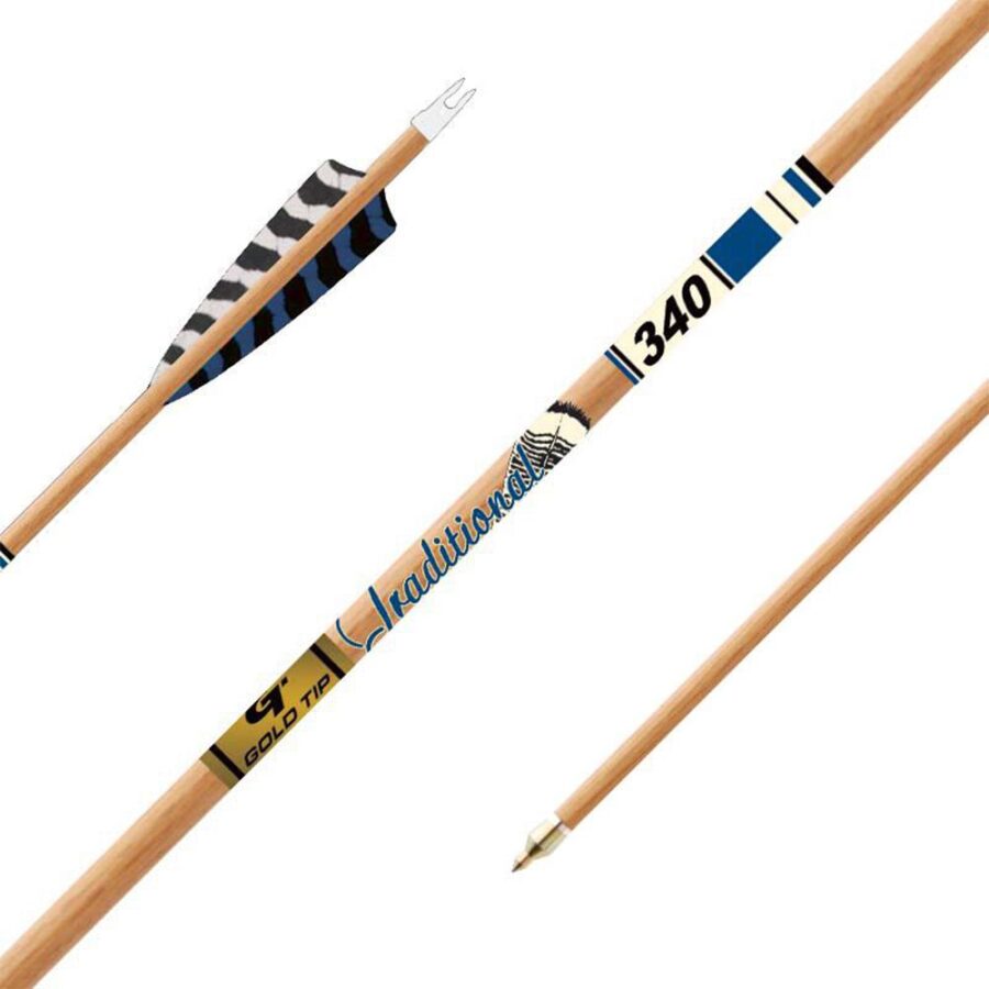 Gold Tip Traditional XT Arrows - 500 - 5" Barred Feathers - 1/2 dozen