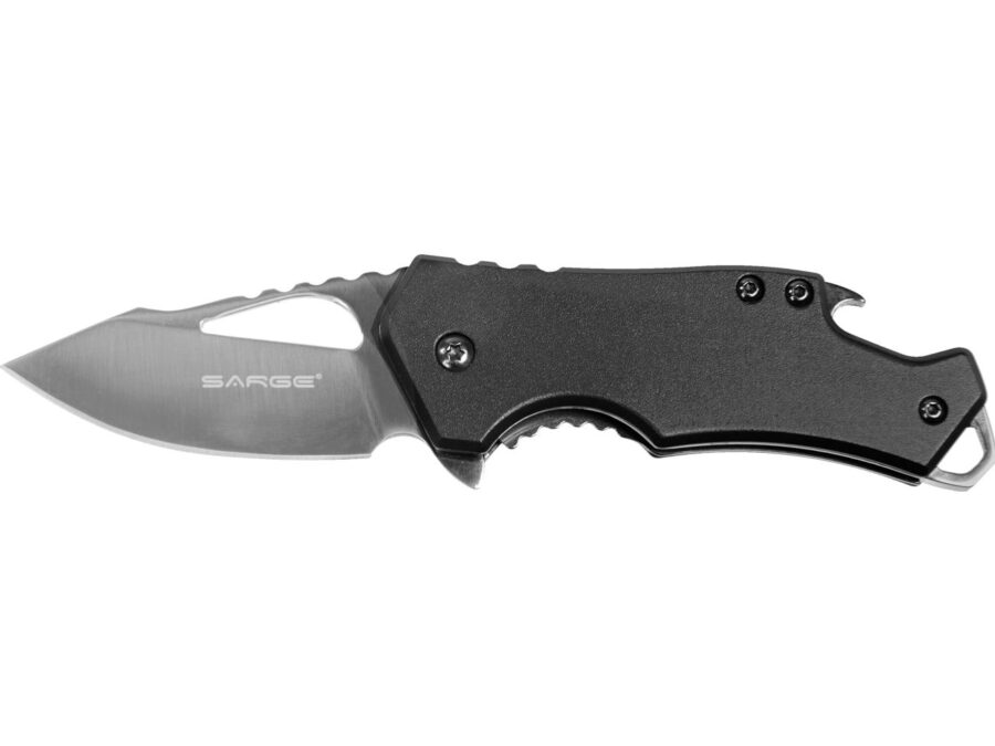 Sarge Knives Black Fuse Folding Knife 2 3/8" Blade Black with Bottle Opener