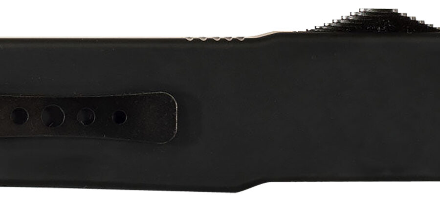 Templar Knife SZBR321 Premium Weighted  Small 3" OTF Drop Point Plain Black Oxide Stonewashed D2 Steel Blade, 4.50" Black Aluminum/Rubber Handle