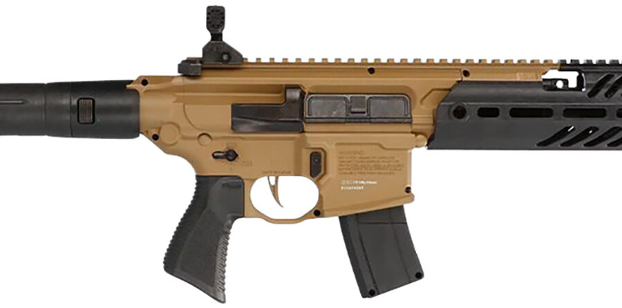 Sig Sauer Airguns AIRMCXCANEBRAKE MCX Canebrake Air  CO2 (Not Included) 177 Pellet 30rd, FDE Metal Rec, Removable Fixed Black Synthetic Stock, Flat Trigger, Flip-Up Sights