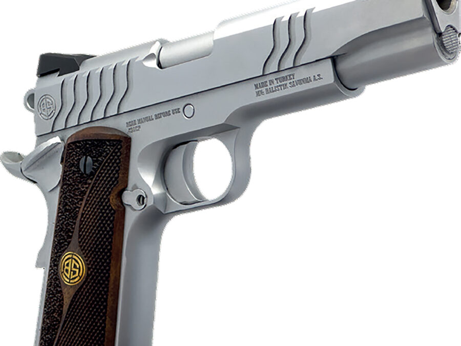 Dickinson LLC DKSN9S 1911 Adam S Commander Frame SAO 9mm Luger 9+1 4.25" Stainless Button Rifled Barrel, Stainless Steel S Serrations Slide, Stainless Steel Frame, Wood Grip