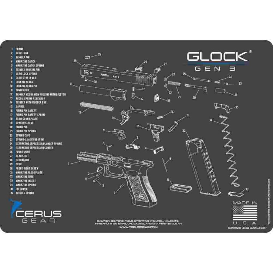 Cerus Gear 12x17 Glock Gen3 Schematic ProMat - Gray