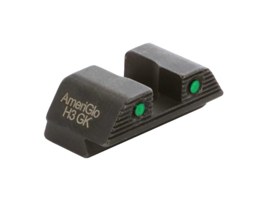 Ameriglo Green Tritium 2-dot Black Outlines Rear Sight .256in H .165 Sq Notch Glock