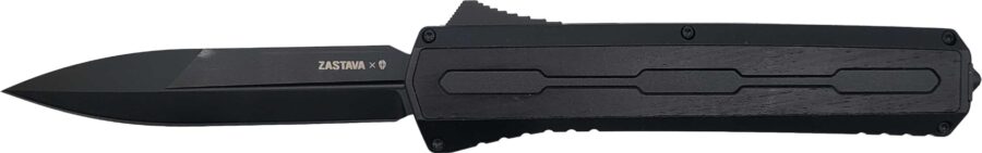 Zastava A7 OTF Knife - Tactical Black Wood | S35VN Spear Point Blade
