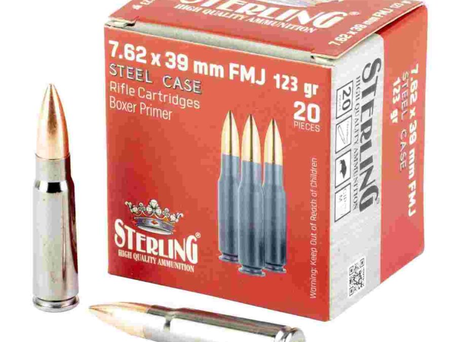 Sterling Exclusive Steel Cased 7.62x39 Rifle Ammo - 123 Grain | FMJ | 1000rd Case