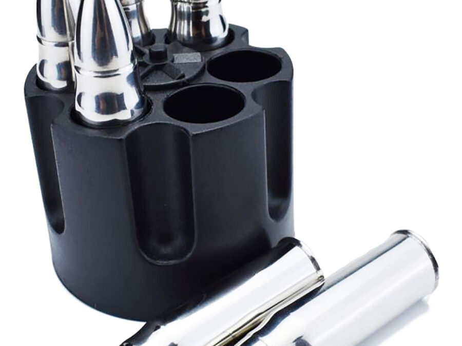 Caliber Gourmet CBG1046B Caliber Gourmet Bullet Chillers Silver Stainless Steel Pistol Cylinder/Bullets