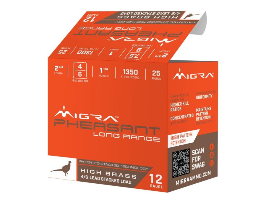 Migra Pheasant Long Range Shotshells 12ga 2-3/4" 1-1/4oz 1350 fps #6 & #8 25/ct