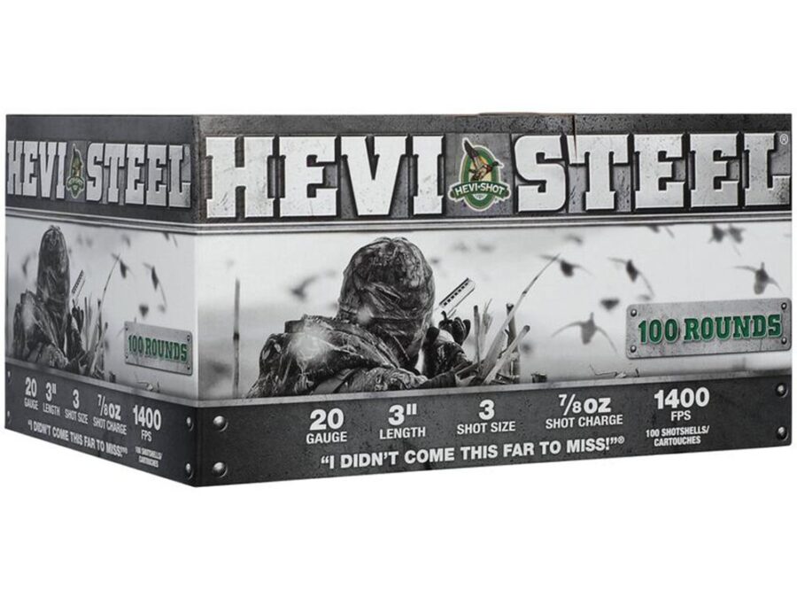 HEVI-Shot HEVI-Steel Shotshells 20 ga 3" 7/8 oz 1400 fps #3 100/ct
