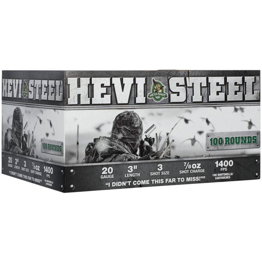HEVI-Shot HEVI-Steel Shotshells 20 ga 3" 7/8 oz 1400 fps #3 100/ct