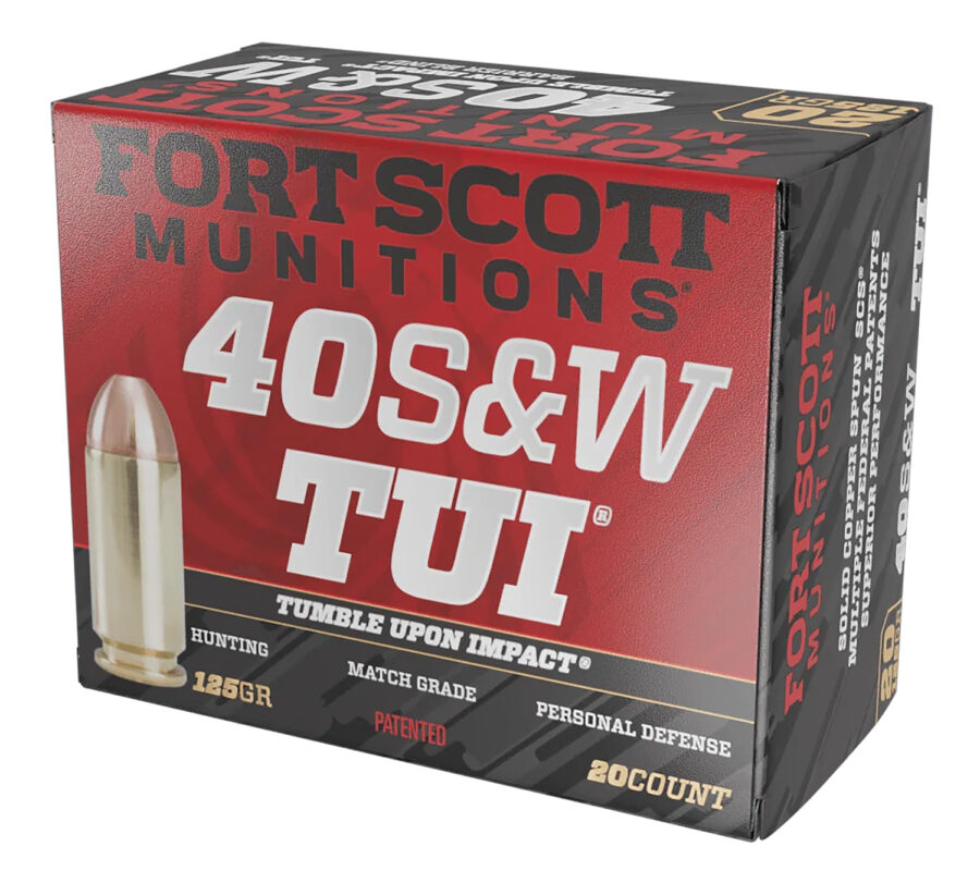 Fort Scott Munitions 400125SCV Tumble Upon Impact (TUI)  40S&W 125gr Solid Copper Spun 20 Per Box/25 Case