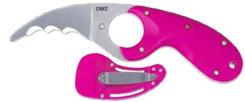 CRKT BEAR CLAW 2.39" PINK W/ - VEFF SERRATIONS BELT CLIP