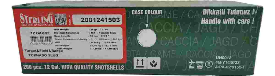 Sterling 12 Gauge Shotgun Ammo - Tornado Slug | 1,470 fps | 2.75 inch | 200rd Case