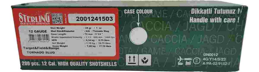 Sterling 12 Gauge Shotgun Ammo - Tornado Slug | 1,470 fps | 2.75 inch | 200rd Case