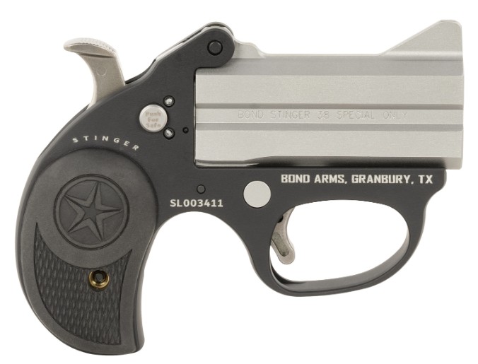 Stinger 38 Spl 3" SS/Blk 2 Grips 2-rd