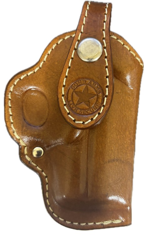 Prem Leather Clip Hol 3.5″ LH Tan/White Stitch