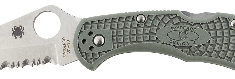 Spyderco C33PSFG Delica 4 Lightweight 2.88" Folding Drop Point Part Serrated VG-10 SS Blade Foliage Green Bi-Directional Texturing FRN Handle Includes Pocket Clip
