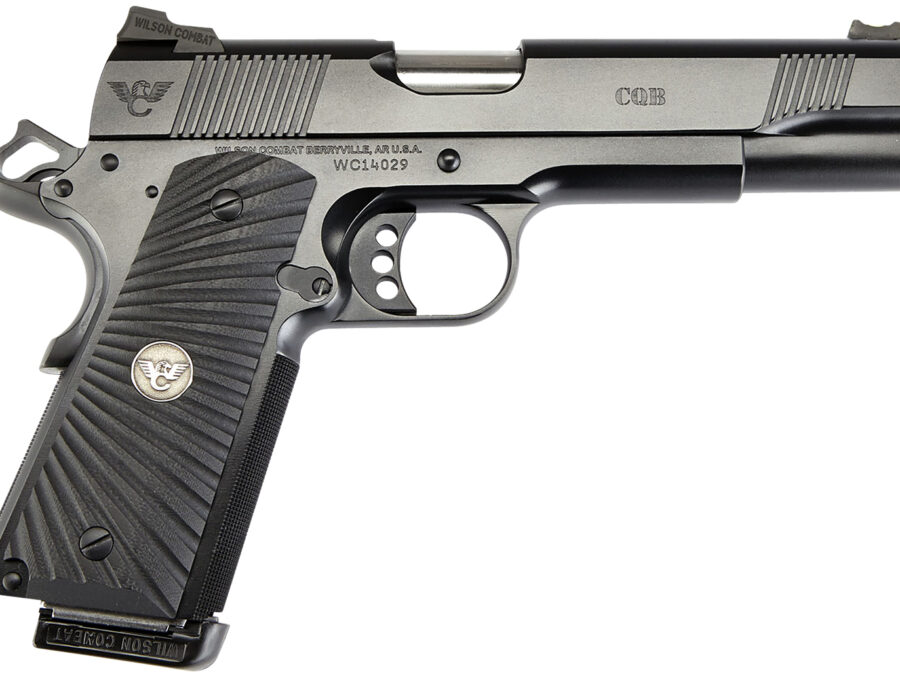 Wilson Combat CQBFS9 1911 CQB Full Size Frame 9mm Luger 10+1 5" Match Grade Barrel, Black Serrated Carbon Steel Slide, Black Armor-Tuff Carbon Steel Frame w/Beavertail, Black G10 Starburst Grip