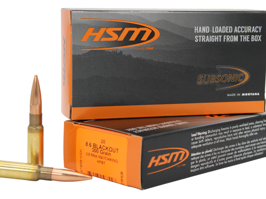 HSM 86BLK1N   8.6Blackout 300gr Hollow Point Boat Tail 20 Per Box/25 Case