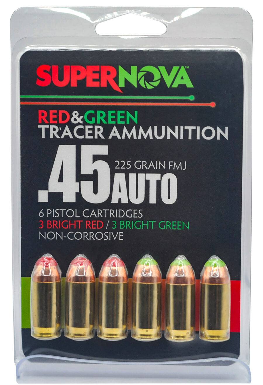 Piney Mountain Ammunition PMSN45ACMP Green/Red Tracer  45ACP 225gr Full Metal Jacket 6 Per Box/60 Case