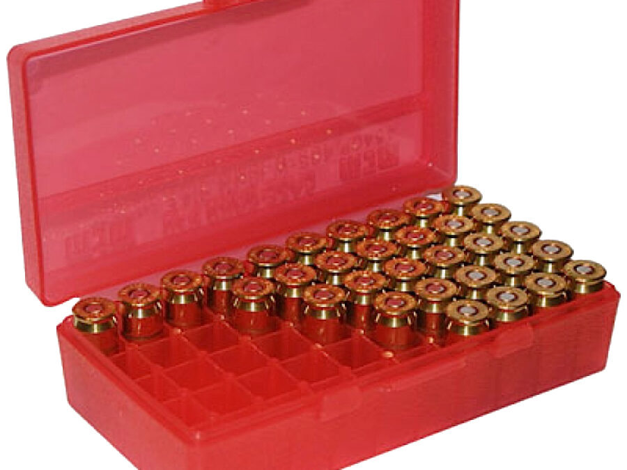 MTM Case-Gard P504529 Ammo Box Flip-Top Multi Caliber Clear Red Polypropylene 50rd