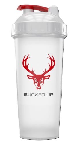 BUCKED UP SHAKER 28OZ - RED & WHITE BPA FREE