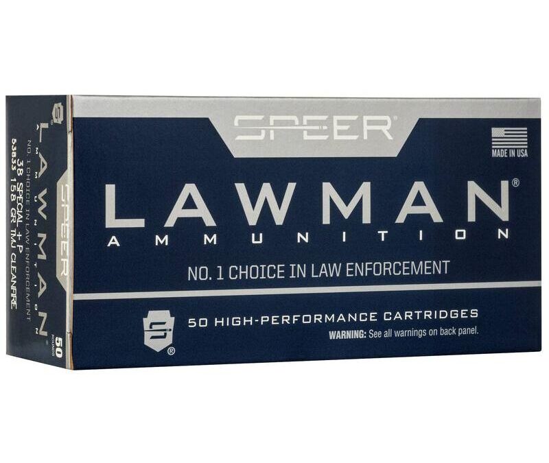 Speer Lawman Clean-Fire Handgun Ammunition .38 Spl(+P) 158gr TMJ 900 fps 50/ct