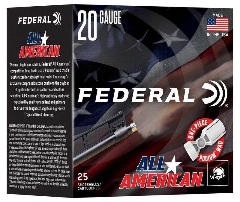 Federal All American Shotshells 20ga 2-3/4" 7/8oz 1200 fps #7.5 25/ct