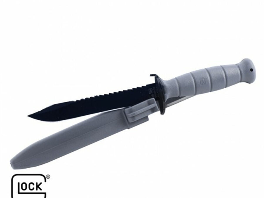 Glock Field Knife 6-1/2" Clip Point Blade Black Grey with Saw Bulk