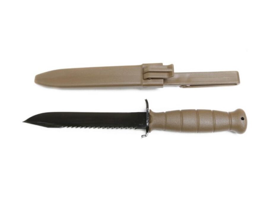 Glock Field Knife/Saw Back 6-1/2" Clip Point Blade Black Flat Dark Earth Bulk