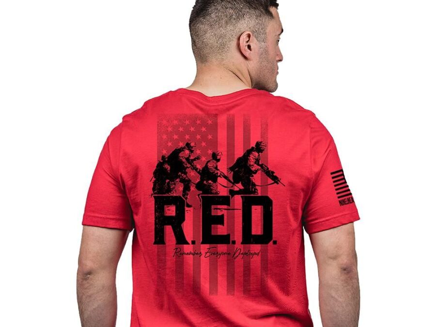 Nine Line Remember Everyone Deployed Short Sleeve Shirt Red XL