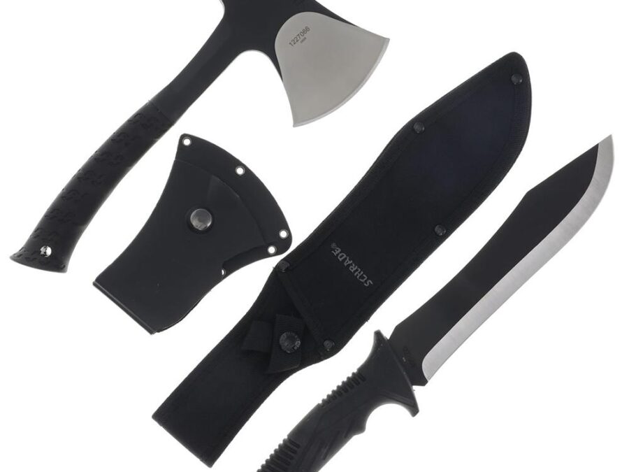 Schrade Machete Axe Combo 8-1/2" Machete Blade 3-2/5" Axe Blade Black