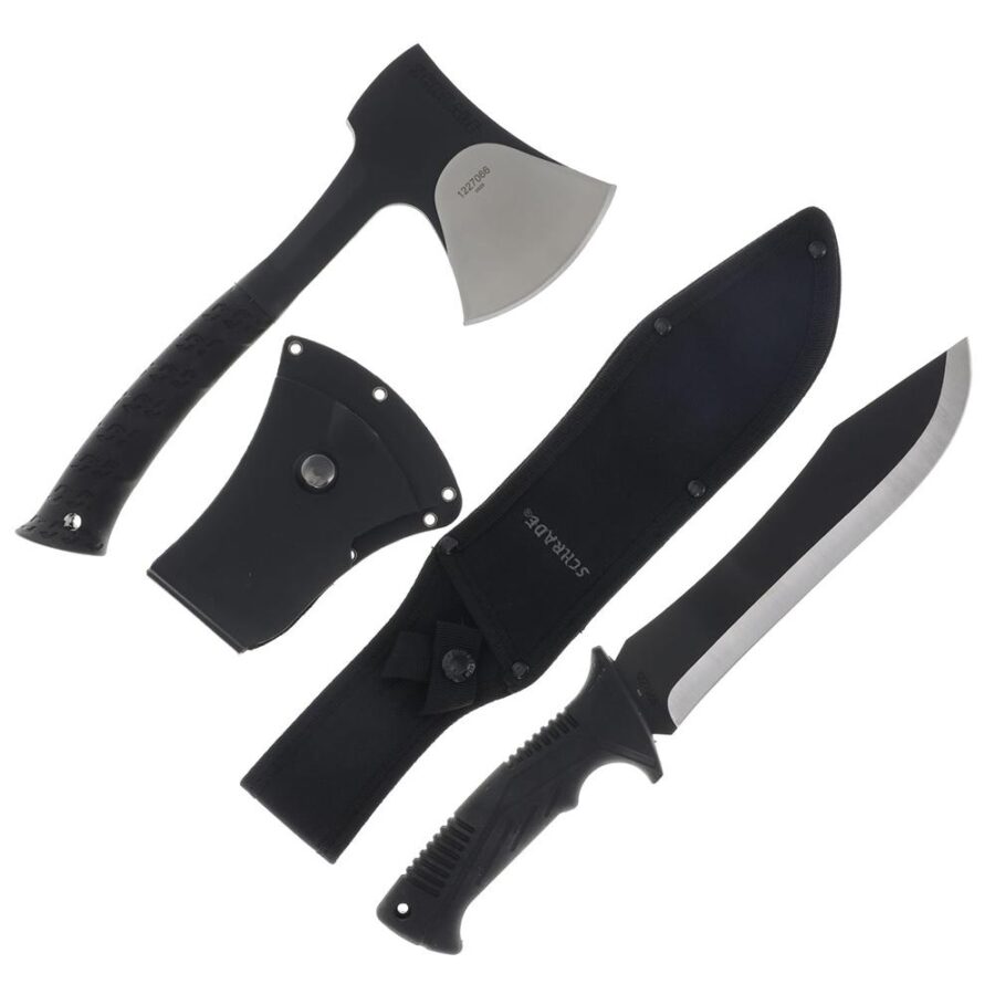 Schrade Machete Axe Combo 8-1/2" Machete Blade 3-2/5" Axe Blade Black