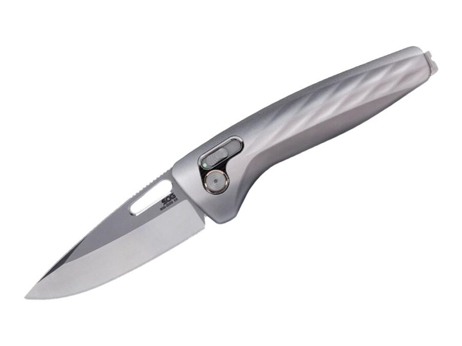SOG Knives One-Zero XR Folding Knife 3-1/10" Drop Point Blade Silver Black Box