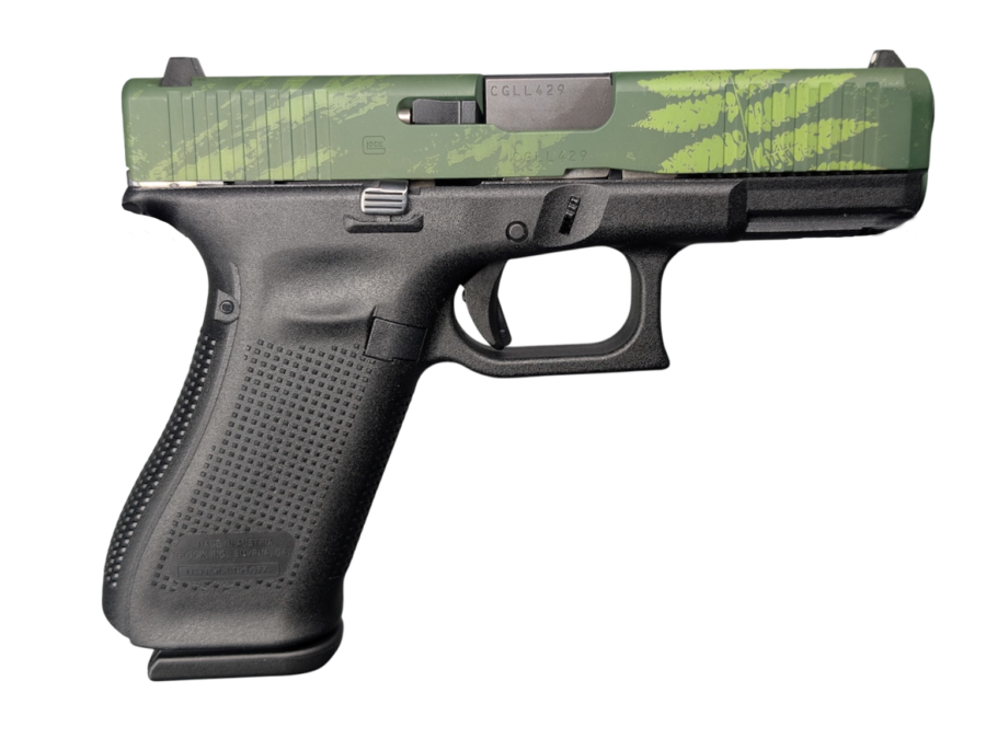 GLOCK 45 V ISLAND CAMO 9MM PISTOL 4" BLACK-BLK/GRN SLIDE FXD 3-17RD MAGS