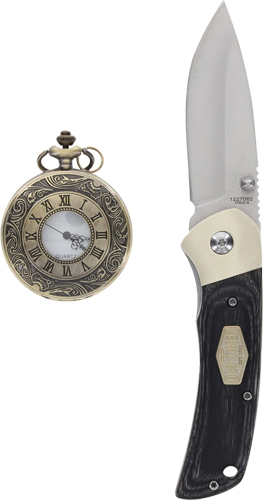 OLD TIMER KNIFE/POCKET WATCH - COMBO GIFT TIN PROMO Q4 25'