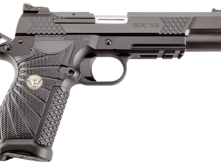 Wilson Combat EDCXLPR9A EDC X9L 9mm Luger 15+1 5" Black DLC Serrated Stainless Steel Slide, Black Aluminum Frame w/Beavertail & Picatinny Rail, Black G10 Starburst Grip