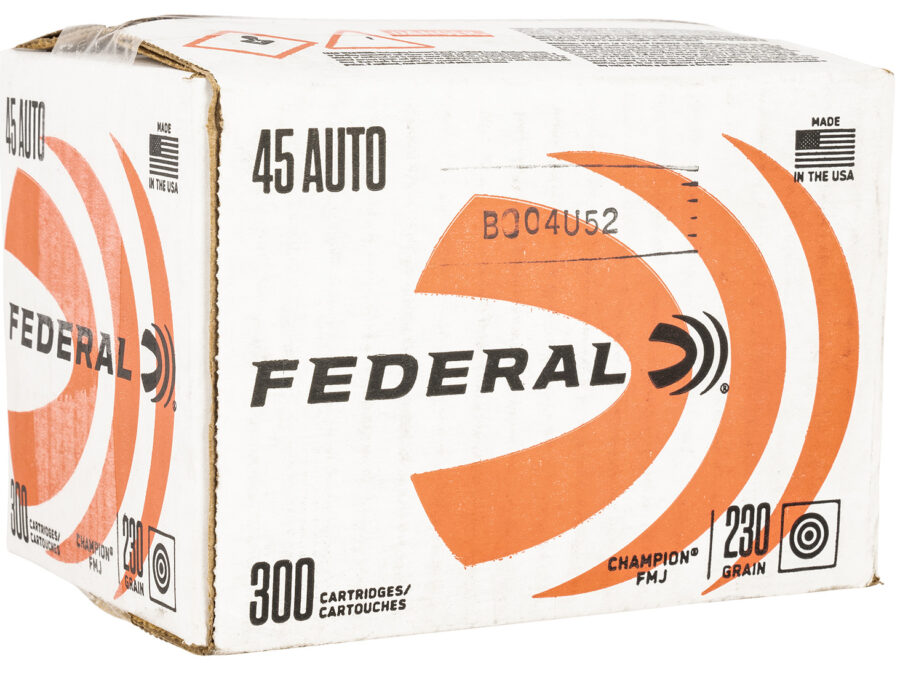 Federal C45230A300 Champion Training 45ACP 230gr Full Metal Jacket 300 Per Box/1 Case *Loose