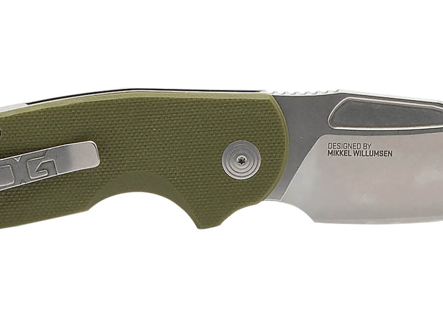 S.O.G SOG16030157 Stout SJ 2.60" Folding Clip Point Plain Stonewashed Cryo D2 Steel Blade/ Olive Drab Textured G10 Handle Includes Belt Clip