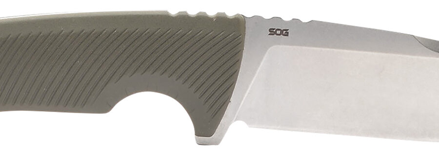 S.O.G SOG17060143 Tellus FX 4.20" Fixed Clip Point Plain Stonewashed Cryo 440C SS Blade, Olive Drab Textured GRN Handle, Blister Pkg